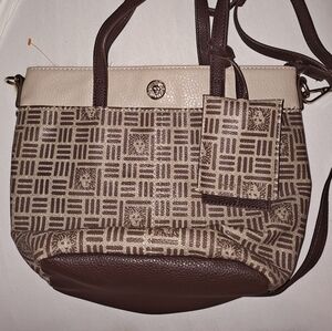 High ens Brown and Cream Patterned Women's Bag By Anne Klein